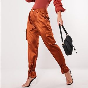 Missguided Rust Satin Cargo Pants / Jogger